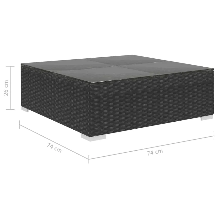 Salon de jardin 8 pcs avec coussins résine tressée noir - 12