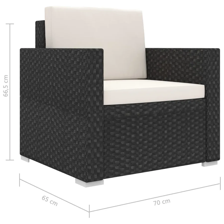 Salon de jardin 8 pcs avec coussins résine tressée noir - 14