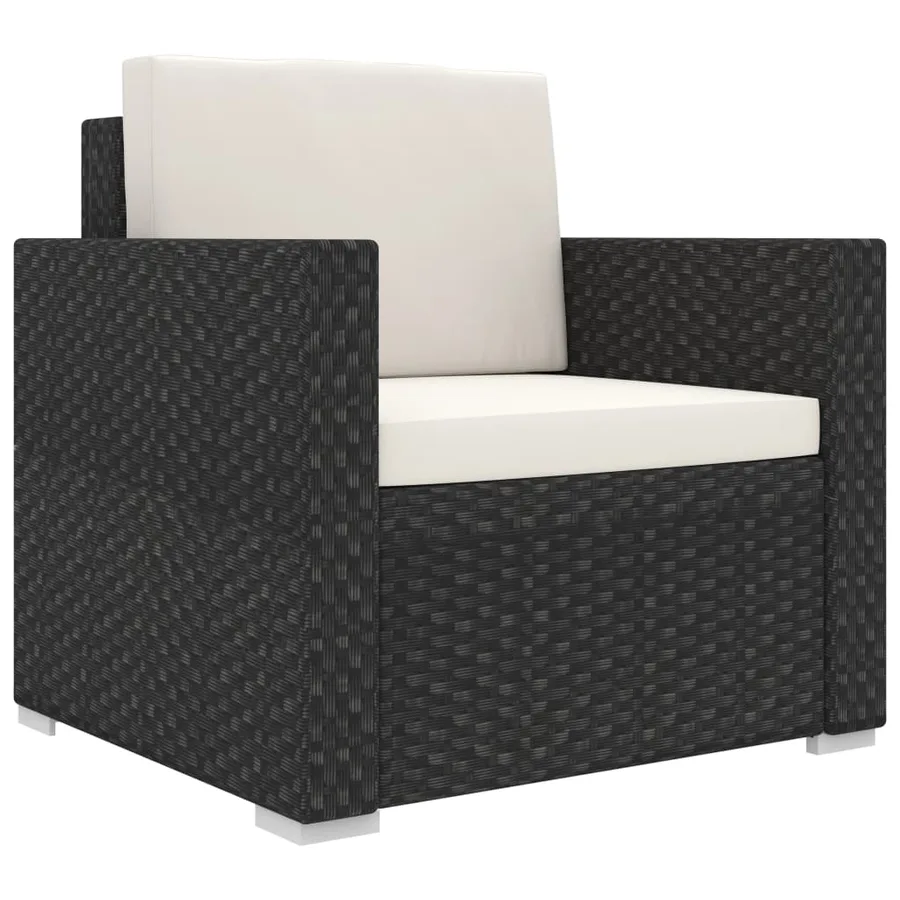 Salon de jardin 8 pcs avec coussins résine tressée noir - 8