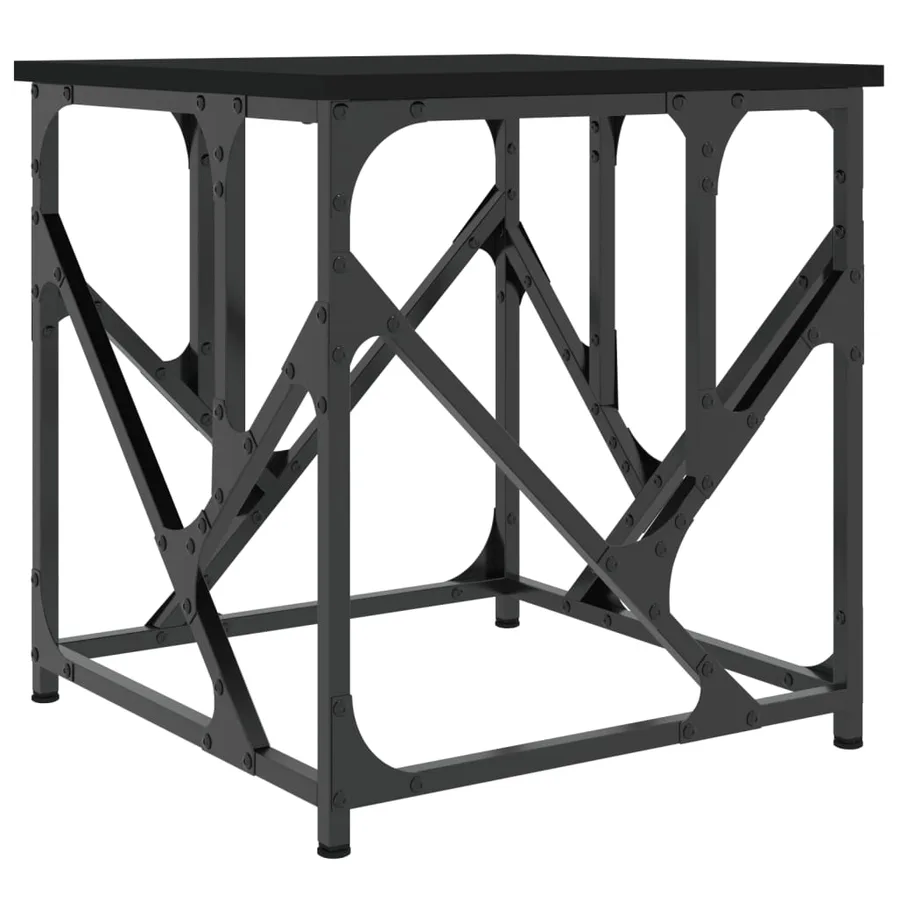 Table basse noir 45x45x47,5 cm bois d'ingénierie - 2