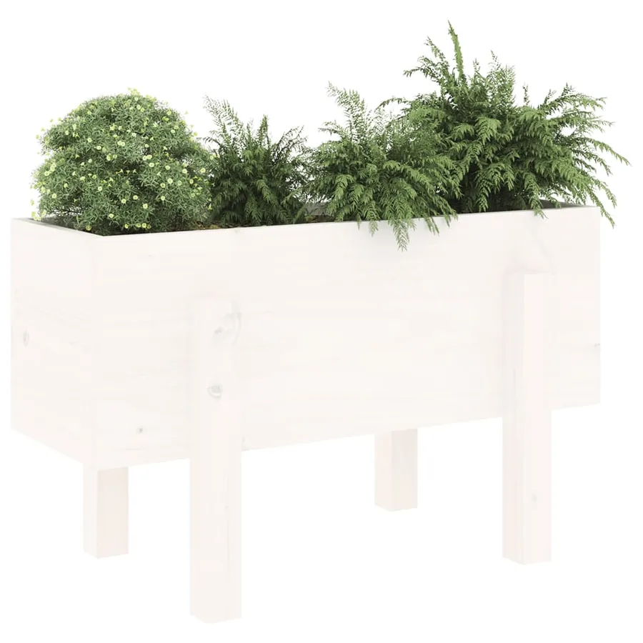 Jardinière blanc 62x30x38 cm bois massif de pin - 3