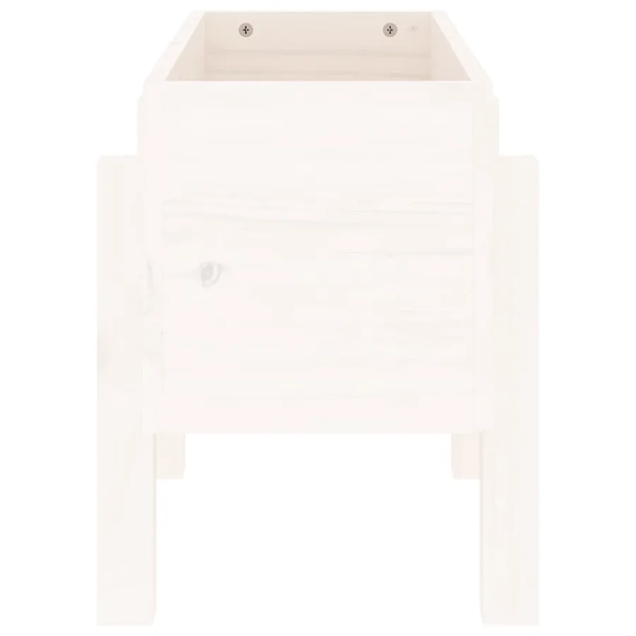 Jardinière blanc 62x30x38 cm bois massif de pin - 4