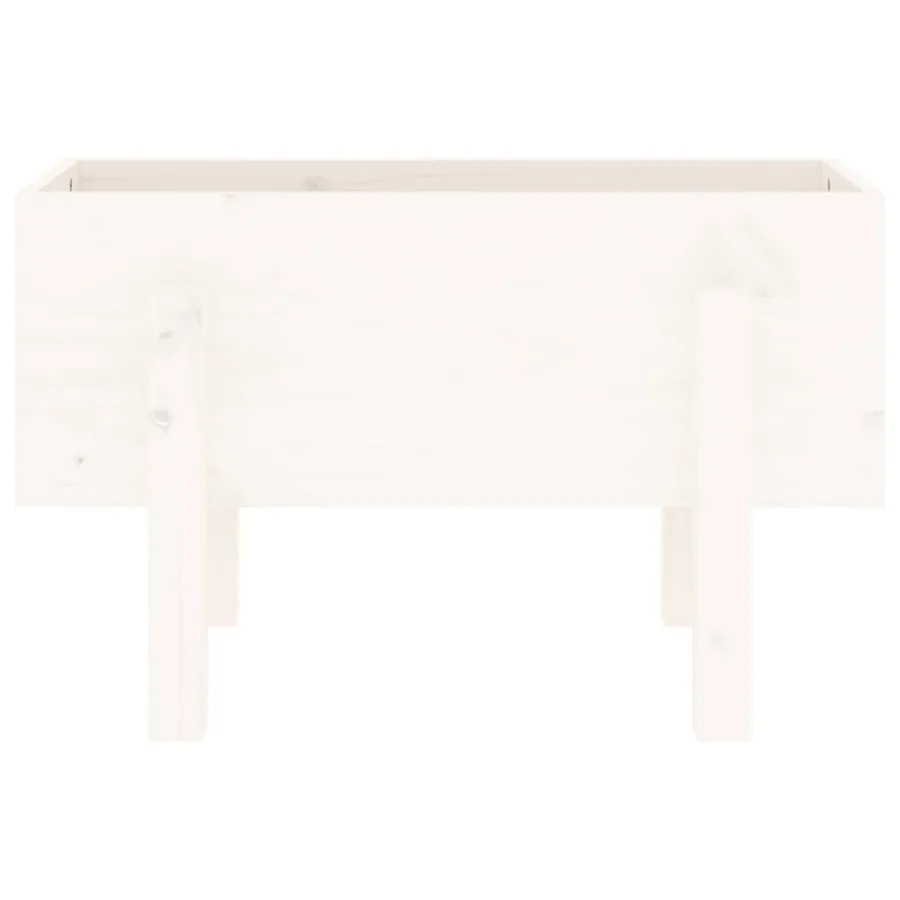Jardinière blanc 62x30x38 cm bois massif de pin - 5