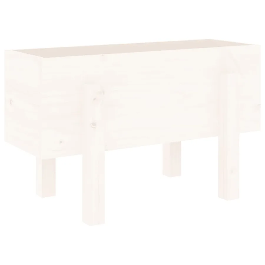 Jardinière blanc 62x30x38 cm bois massif de pin - 6