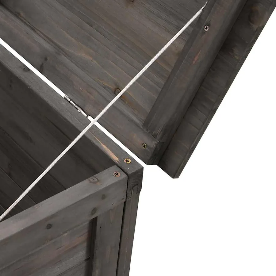 Boîte de rangement de jardin anthracite bois massif de sapin - 7