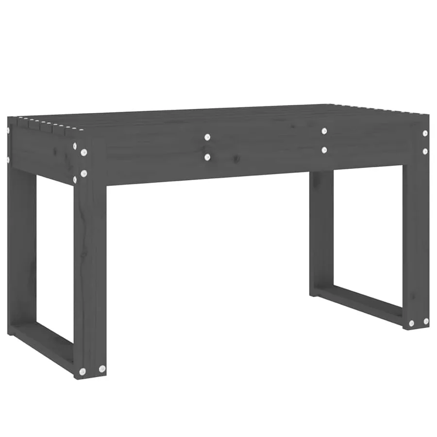 Banc de jardin gris 80x38x45 cm bois massif de pin - 2