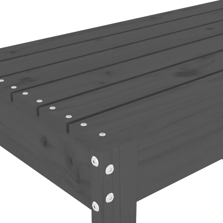 Banc de jardin gris 80x38x45 cm bois massif de pin - 6