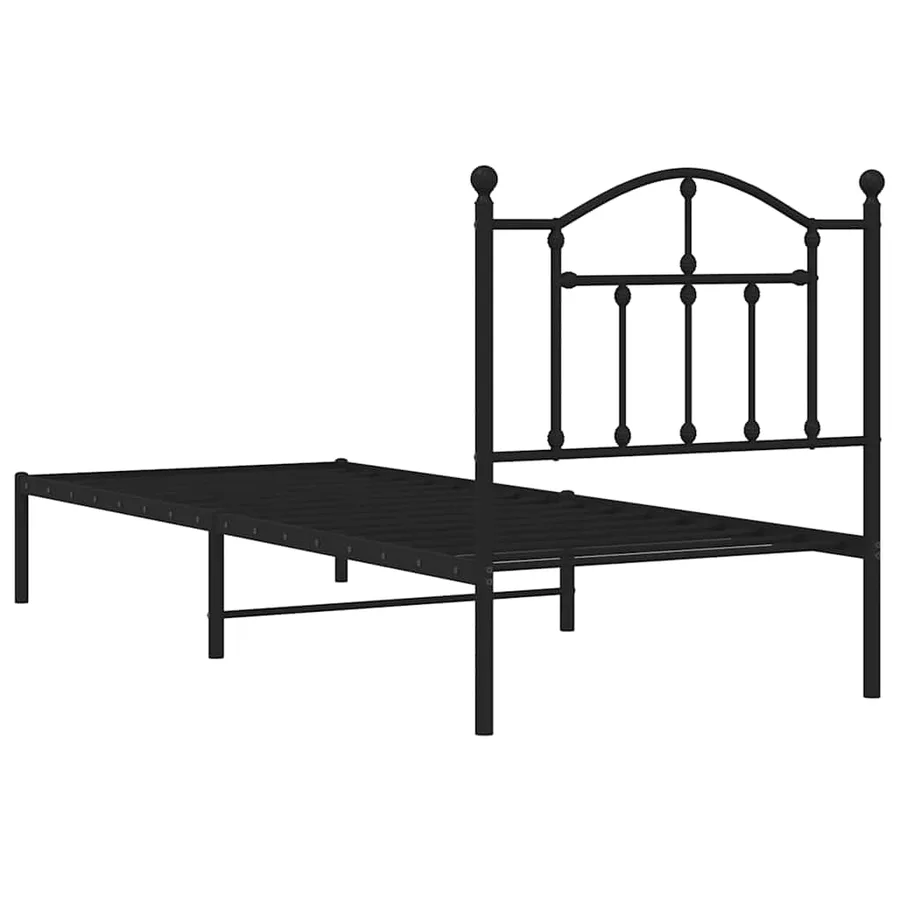 Cadre de lit métal sans matelas avec tête de lit noir 90x200 cm - 7