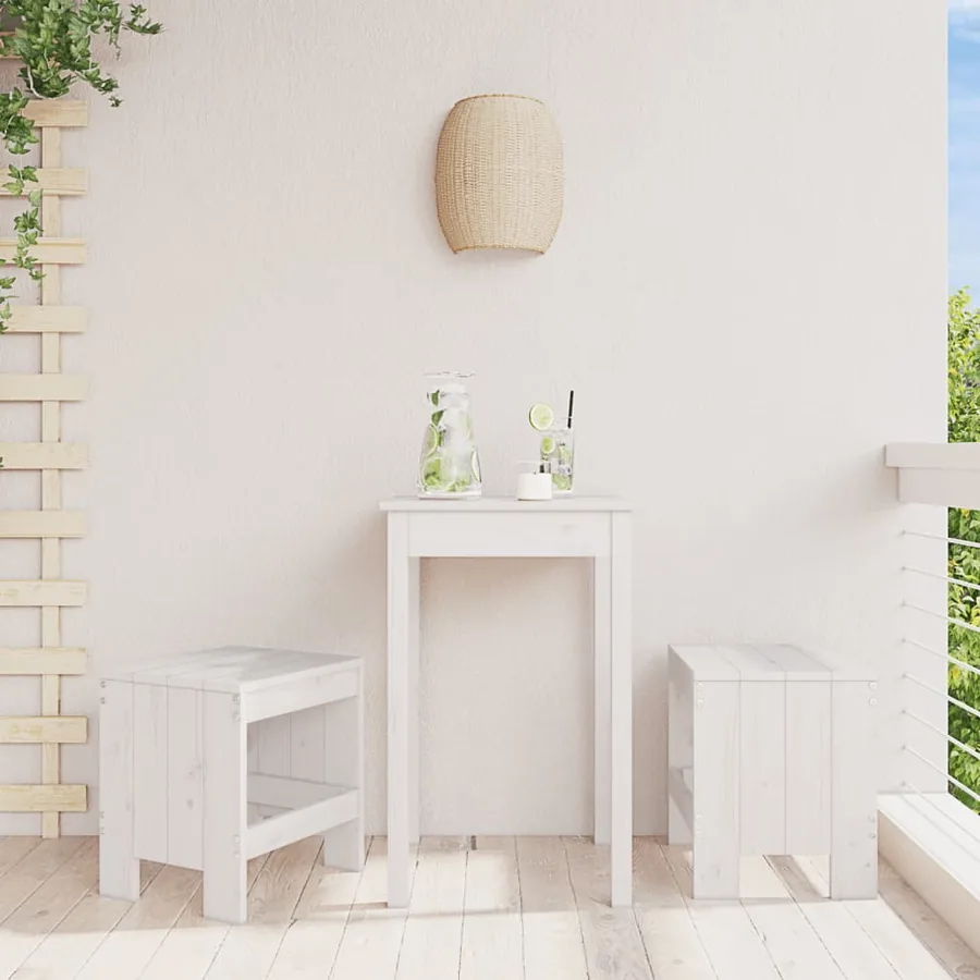 Tabourets de jardin lot de 2 blanc 40x36x45 cm bois massif pin