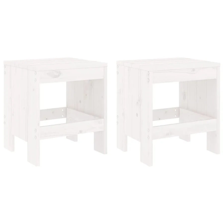 Tabourets de jardin lot de 2 blanc 40x36x45 cm bois massif pin - 2