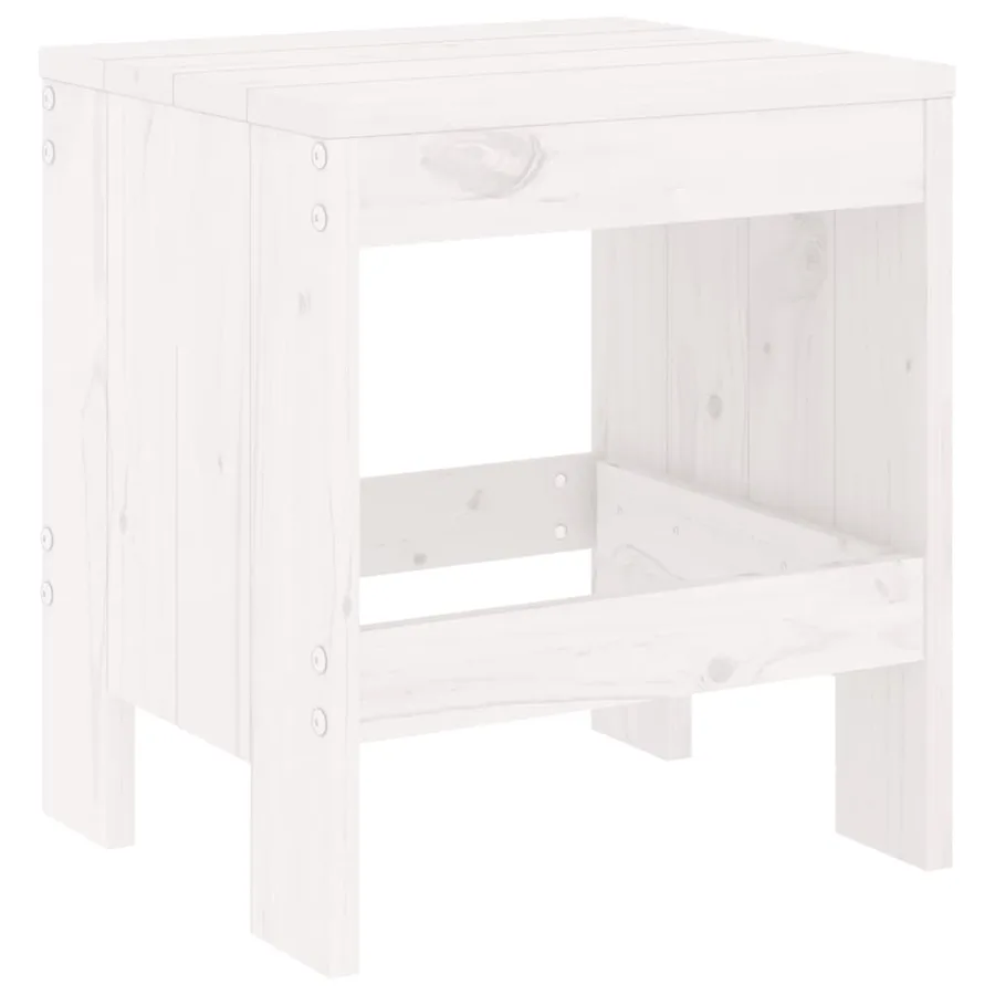Tabourets de jardin lot de 2 blanc 40x36x45 cm bois massif pin - 3