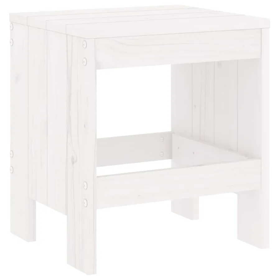 Tabourets de jardin lot de 2 blanc 40x36x45 cm bois massif pin - 6