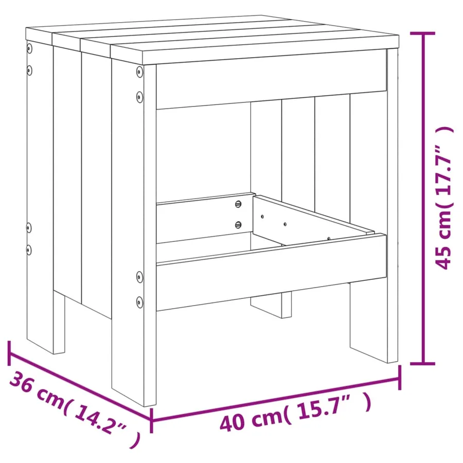 Tabourets de jardin lot de 2 blanc 40x36x45 cm bois massif pin - 9