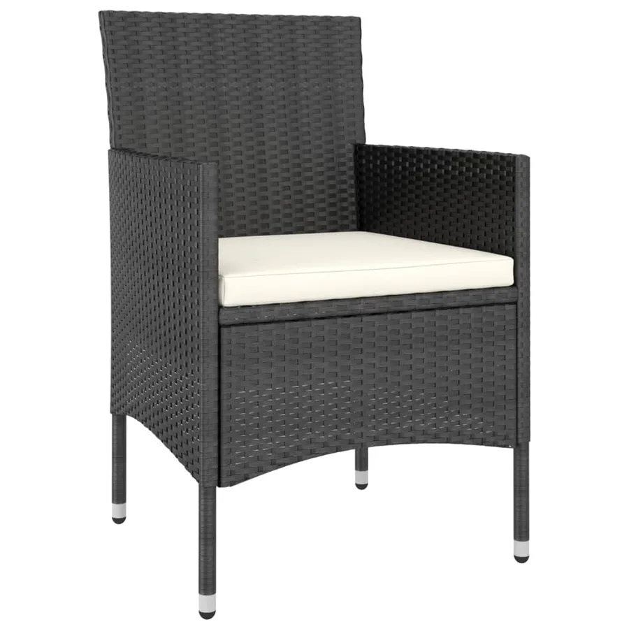 Jeu de chaise et tabouret de jardin 4 pcs Résine tressée Noir - 3
