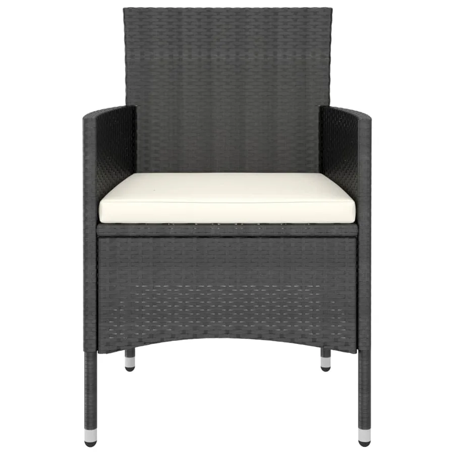 Jeu de chaise et tabouret de jardin 4 pcs Résine tressée Noir - 4