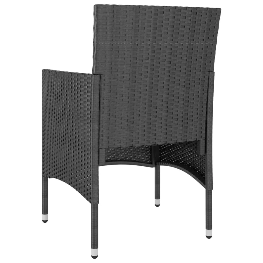 Jeu de chaise et tabouret de jardin 4 pcs Résine tressée Noir - 6