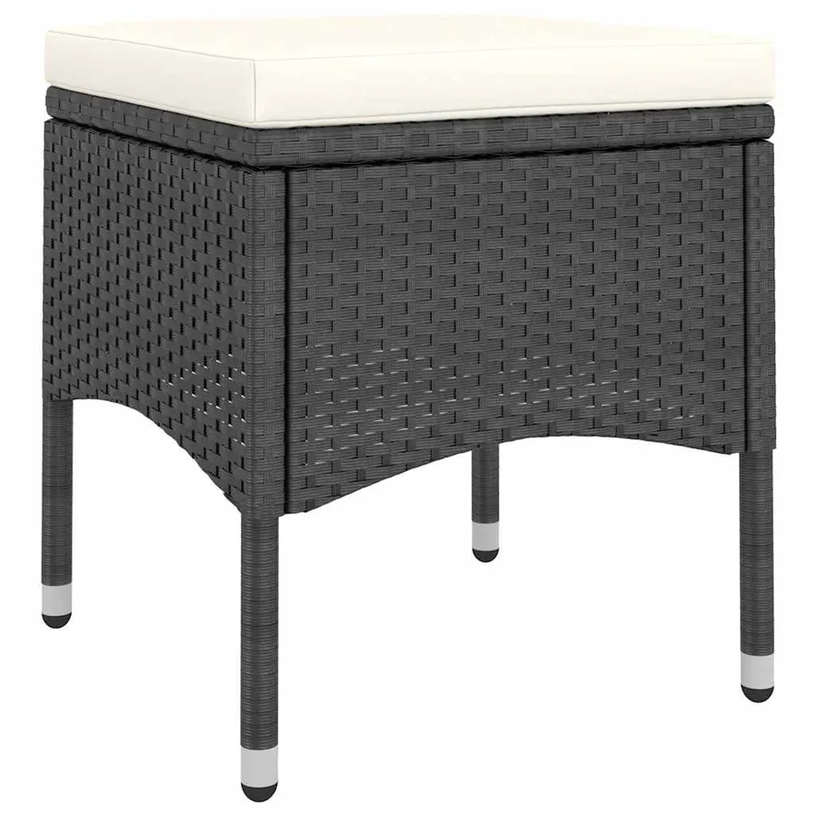 Jeu de chaise et tabouret de jardin 4 pcs Résine tressée Noir - 7