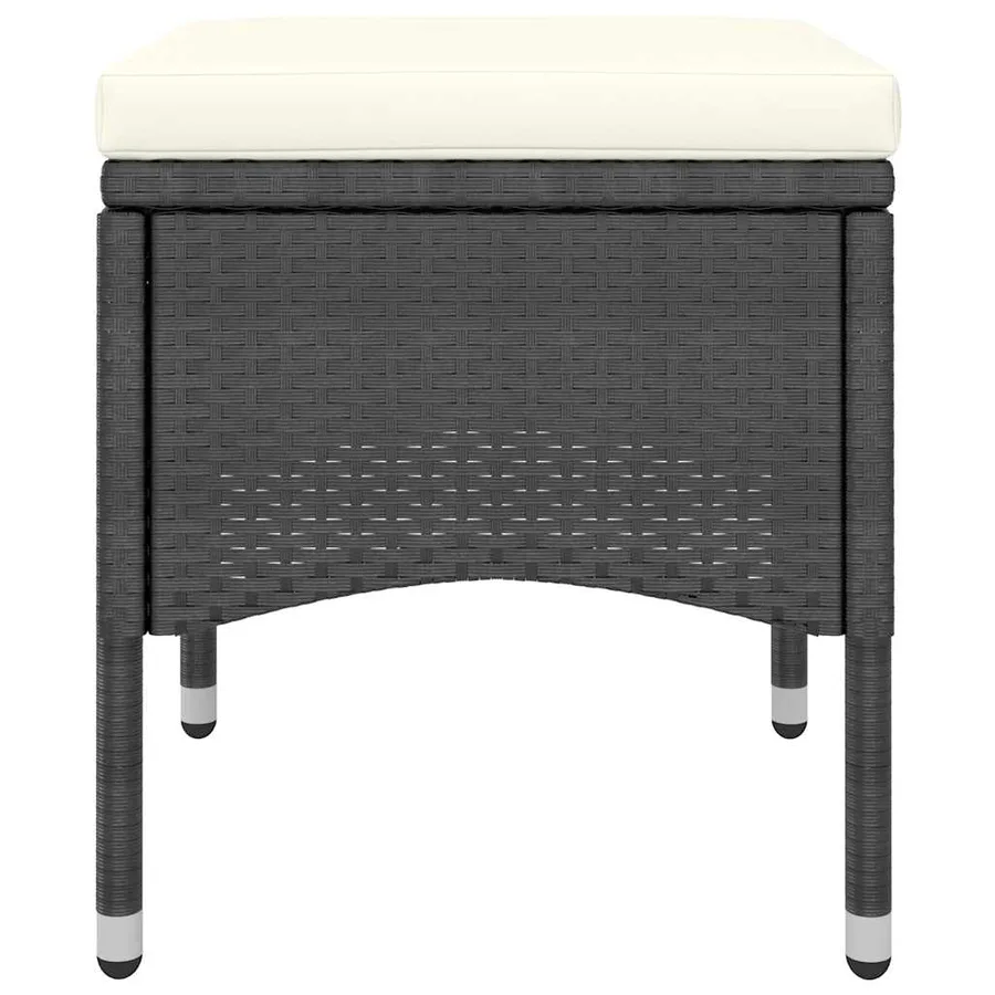 Jeu de chaise et tabouret de jardin 4 pcs Résine tressée Noir - 8