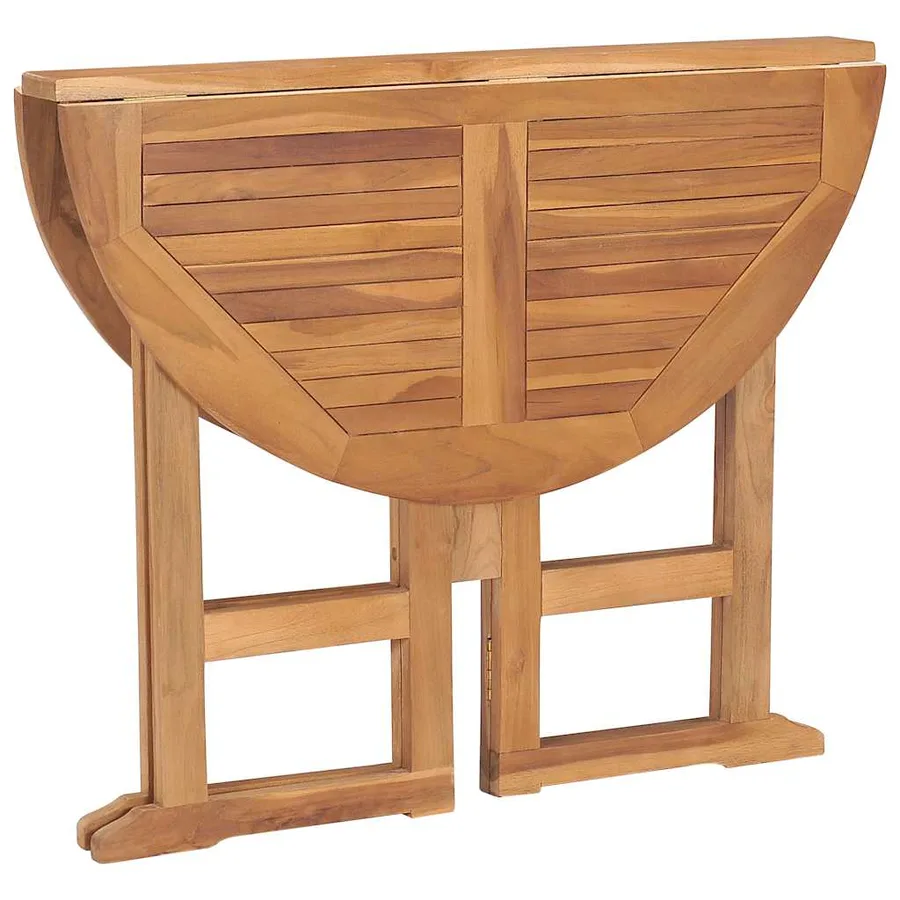 Table à dîner pliable de jardin Ø90x75 cm Bois de teck solide - 5