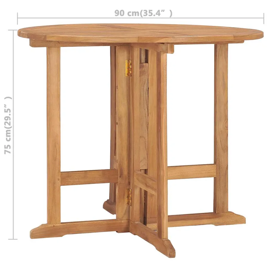 Table à dîner pliable de jardin Ø90x75 cm Bois de teck solide - 7