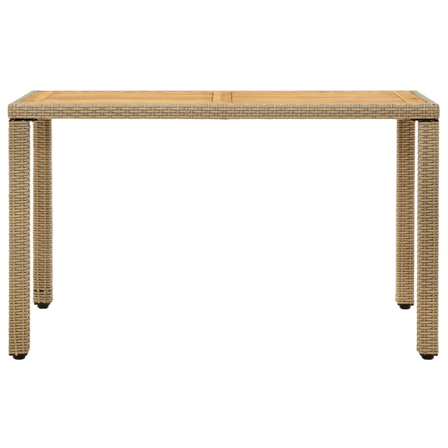 Table de jardin Beige 123x60x74 cm Résine tressée bois massif - 2