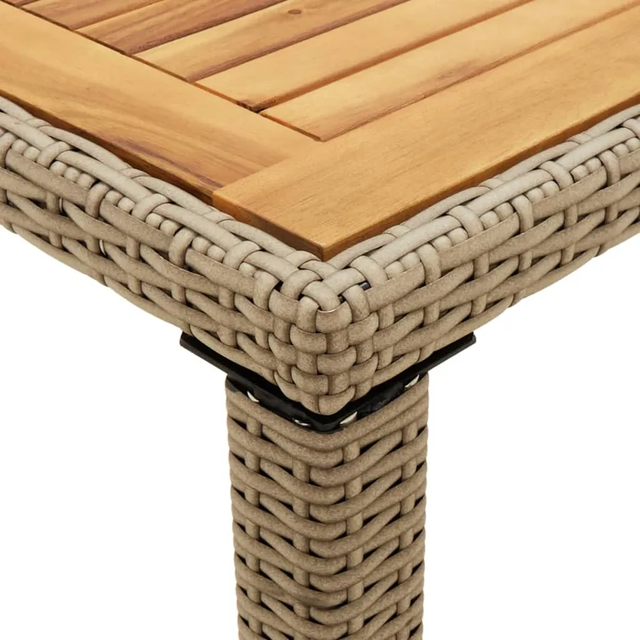 Table de jardin Beige 123x60x74 cm Résine tressée bois massif - 5