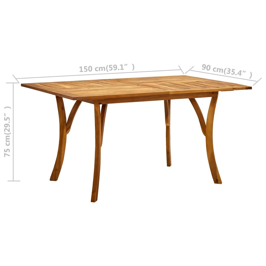 Table de jardin 150x90x75 cm Bois d'acacia solide - 7