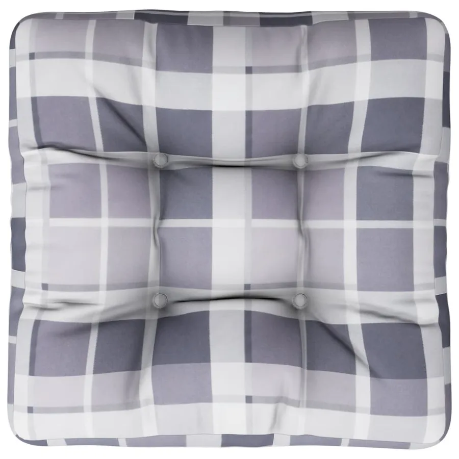 Coussin de palette carreaux gris 58x58x10 cm tissu - 6