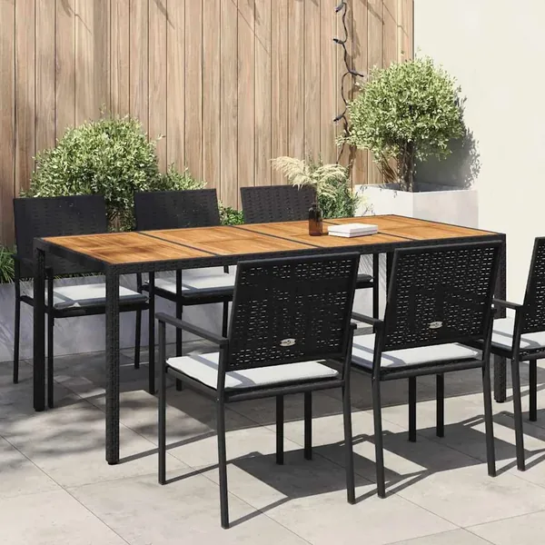 Table de Jardin Noir 190 x 90 x 75 cm polyrotin