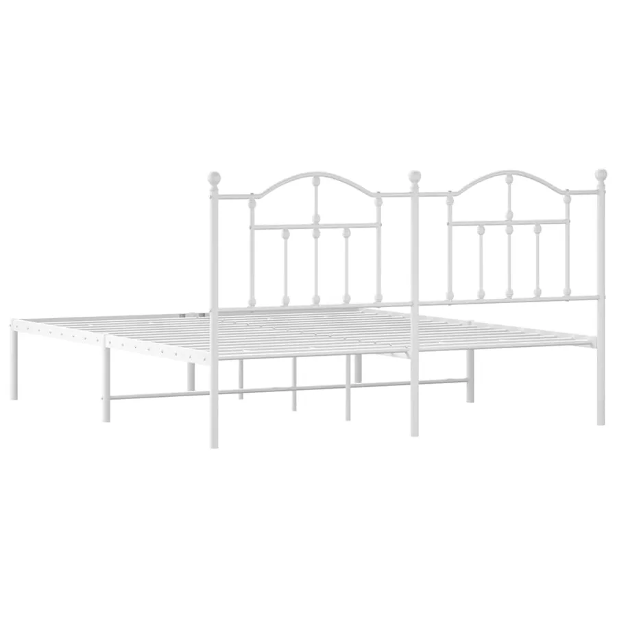 Cadre de lit métal sans matelas et tête de lit blanc 160x200 cm - 7