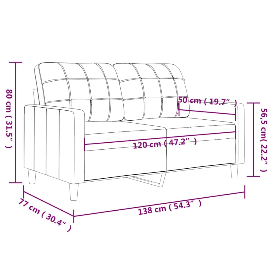 Canapé à 2 places Gris foncé 120 cm Tissu - 8
