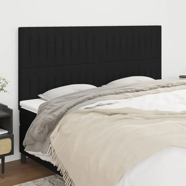 Tête de lit Noir 160x5x118/128 cm Tissu