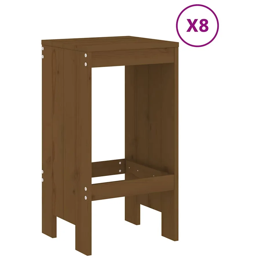 Ensemble de bar de jardin 9 pcs marron miel bois de pin massif - 3