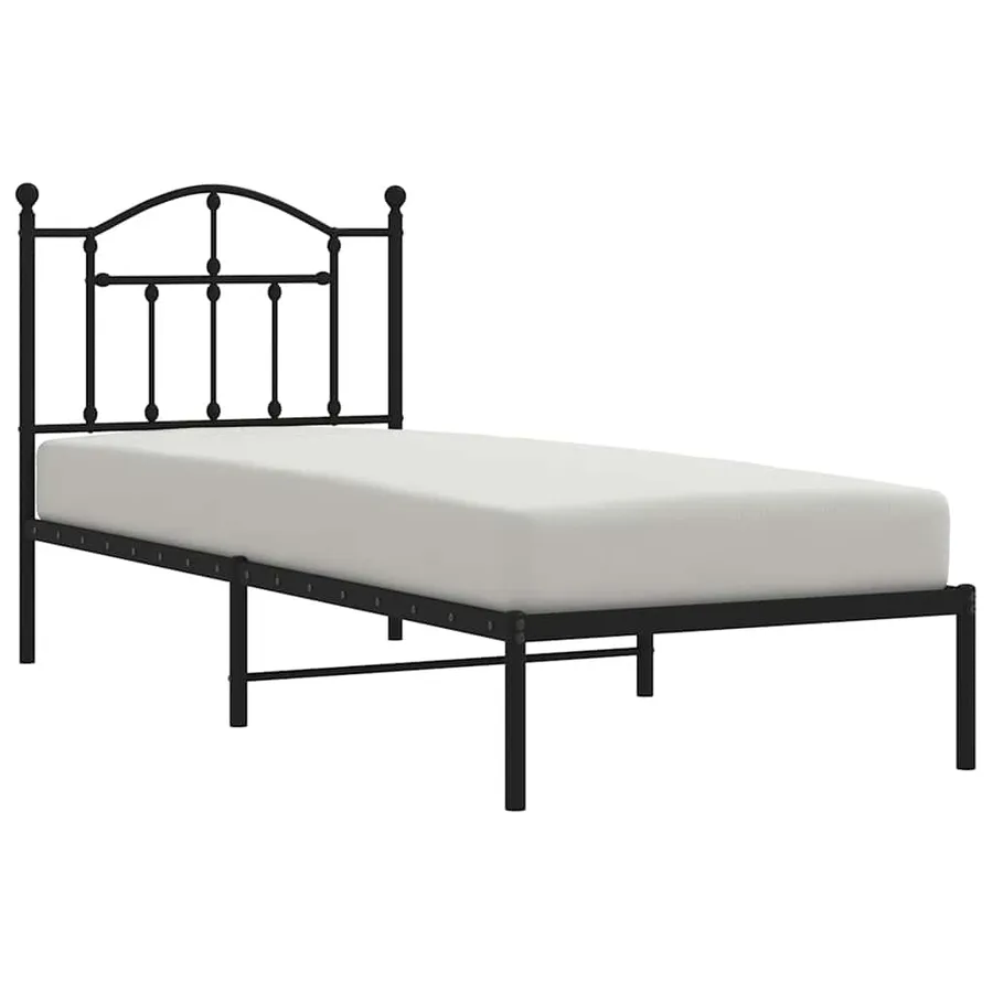 Cadre de lit métal sans matelas avec tête de lit noir 80x200 cm - 3