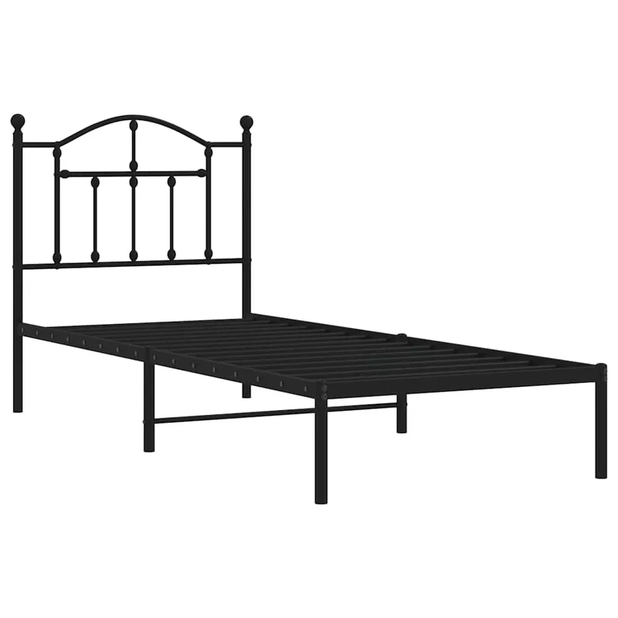 Cadre de lit métal sans matelas avec tête de lit noir 80x200 cm - 4