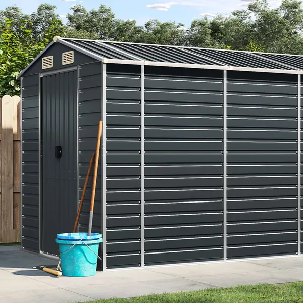 Abri de jardin anthracite 191x470x198 cm Métal galvanisé