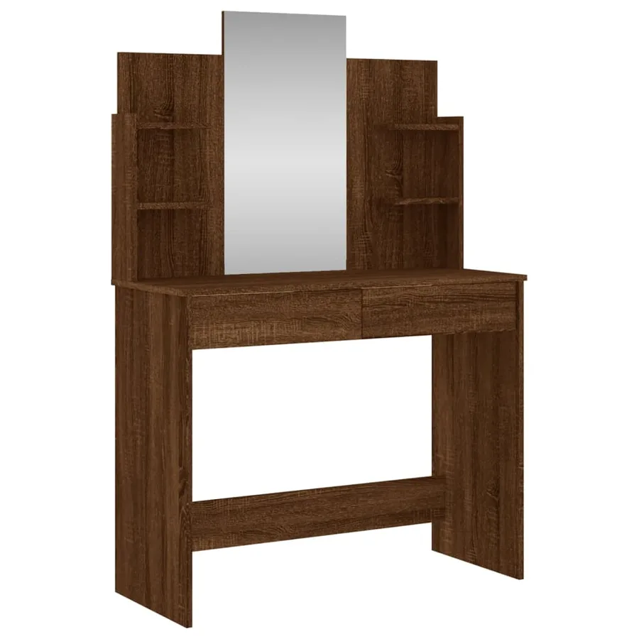 Coiffeuse avec miroir chêne marron 96x39x142 cm - 2