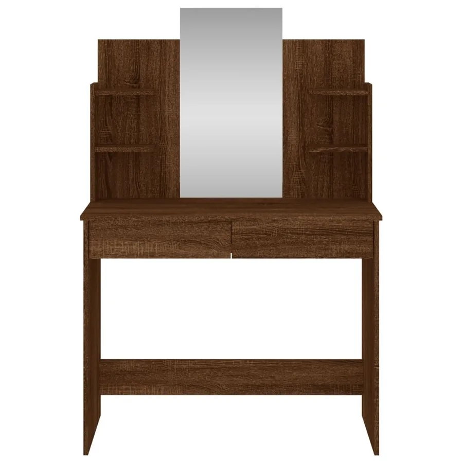 Coiffeuse avec miroir chêne marron 96x39x142 cm - 4