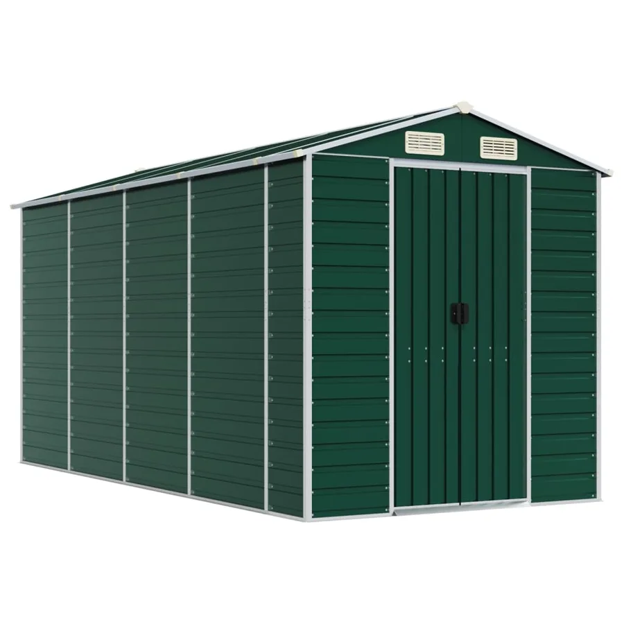 Abri de jardin vert 191x385x198 cm acier galvanisé - 2