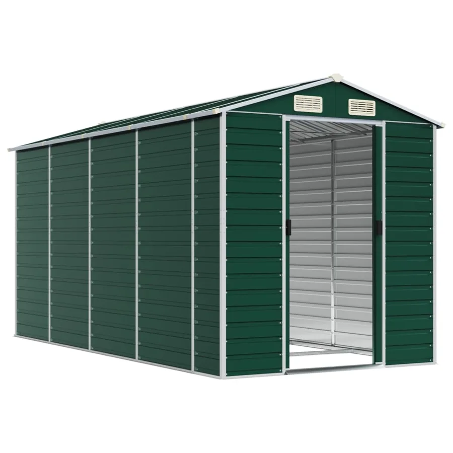 Abri de jardin vert 191x385x198 cm acier galvanisé - 3