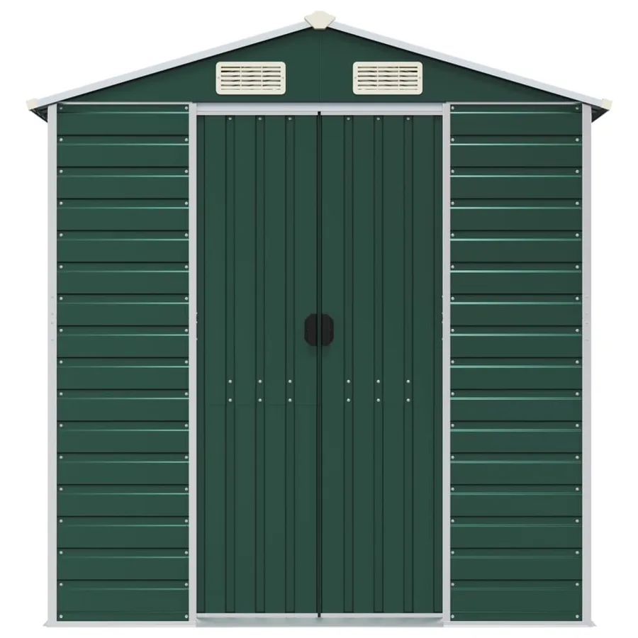Abri de jardin vert 191x385x198 cm acier galvanisé - 4