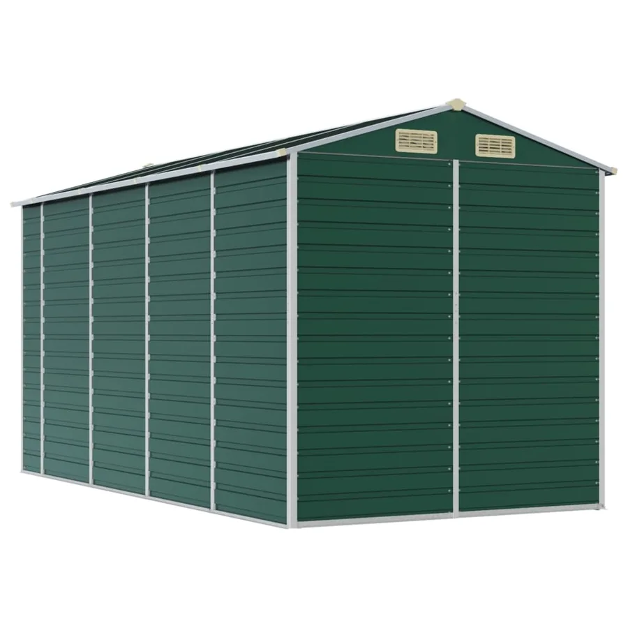 Abri de jardin vert 191x385x198 cm acier galvanisé - 7
