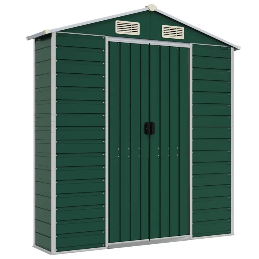 Abri de jardin vert 191x385x198 cm acier galvanisé - 8