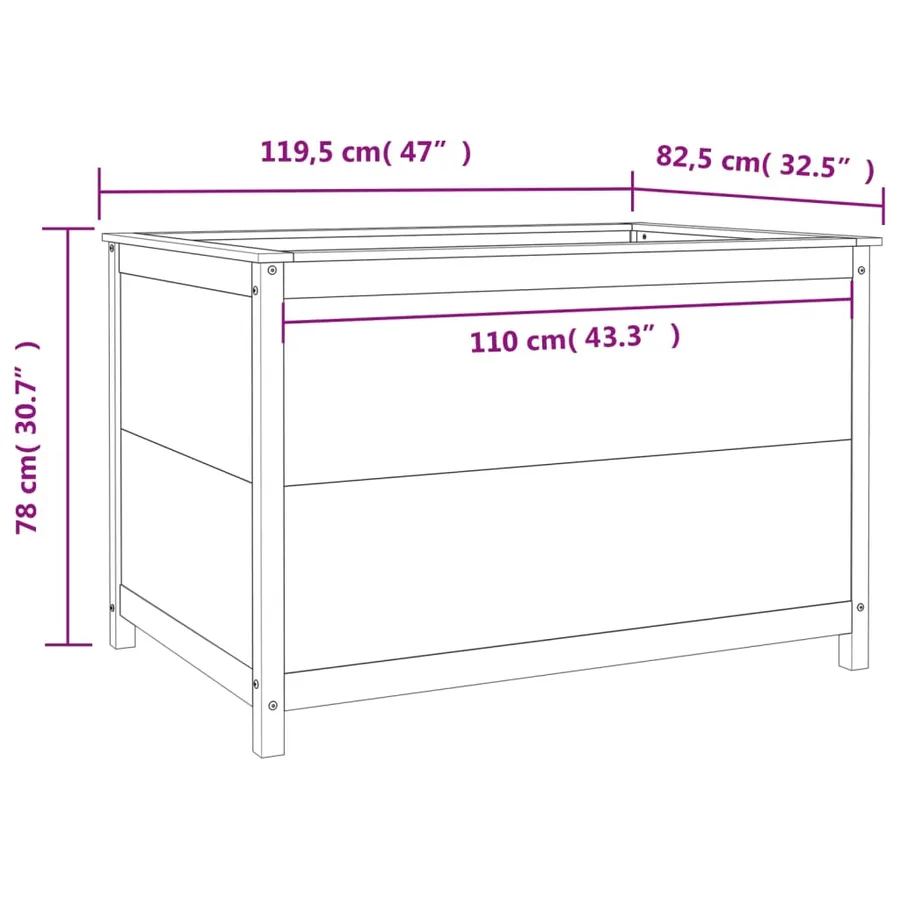 Lit surélevé de jardin gris 119,5x82,5x78 cm bois de pin massif - 9