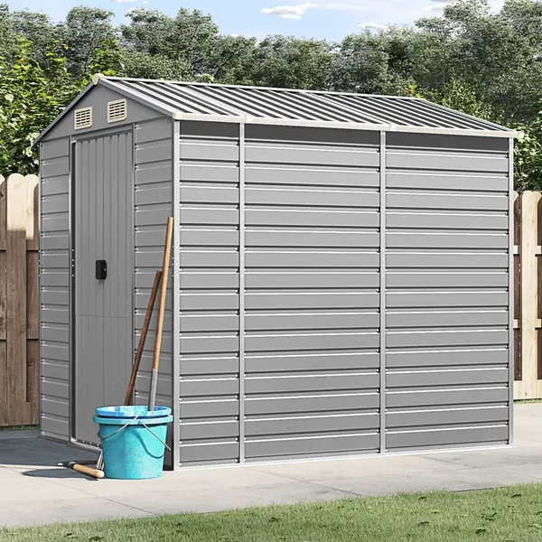 Abri de jardin gris clair 191 x 215 x 198 cm en acier galvanisé