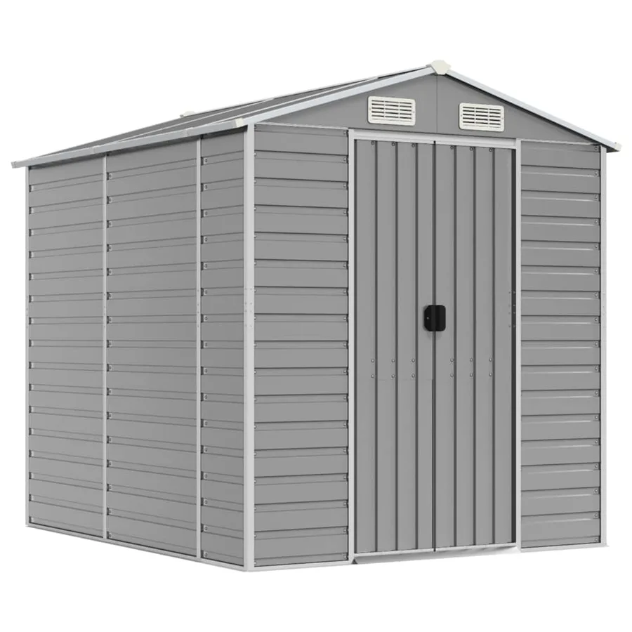 Abri de jardin gris clair 191 x 215 x 198 cm en acier galvanisé - 2