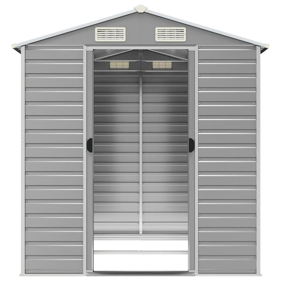 Abri de jardin gris clair 191 x 215 x 198 cm en acier galvanisé - 5
