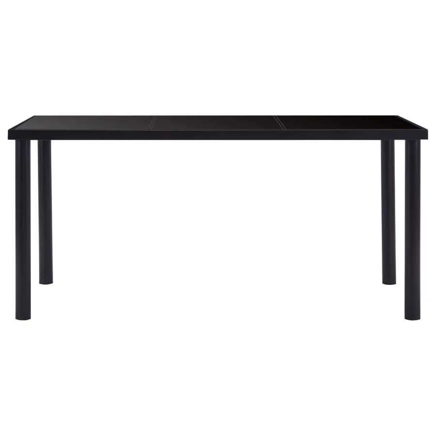 Table à manger Noir 160x80x75 cm Verre trempé - 2
