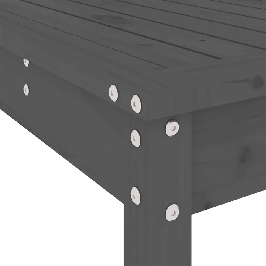 Ensemble de bar de jardin 3 pcs gris bois de pin massif - 7