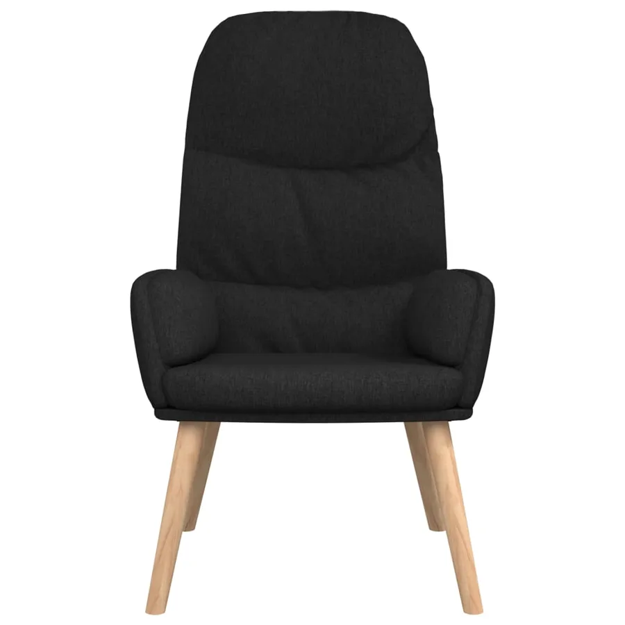 Chaise de relaxation avec tabouret Noir Tissu - 7